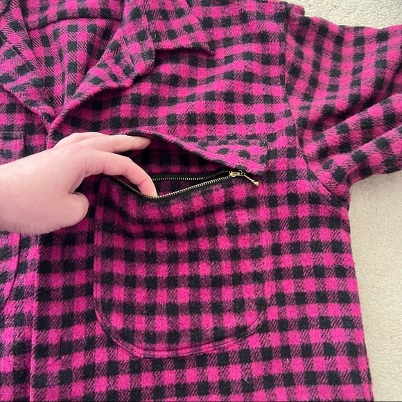 Benelton Made in Italy Checkered Shacket Pink Black - Picture 11 of 14